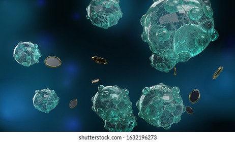 The virus in dark tone 3d rendering for  medicine  and  healthcare content.