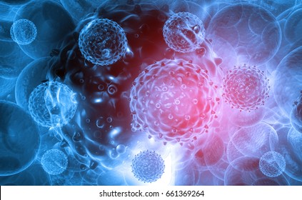 Virus auf abstraktem Hintergrund. 3D-Darstellung
