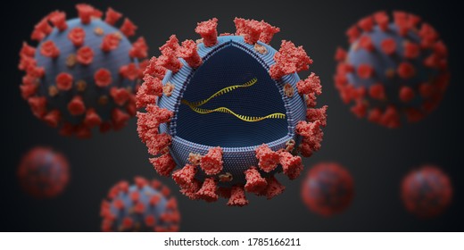 Virus With RNA Molecule Inside. Infection Concept. 3D Rendered Illustration.