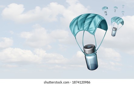 Virus vaccine rescue and flu or coronavirus medical fight disease control as a face mask and vaccination medicine cure providing health care for virus infection cases with 3D illustration elements. - Powered by Shutterstock