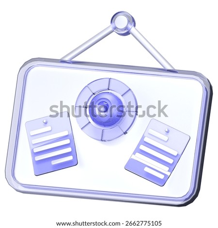 a vision board with document and camera sign 3D Icon Illustration Low Poly Style