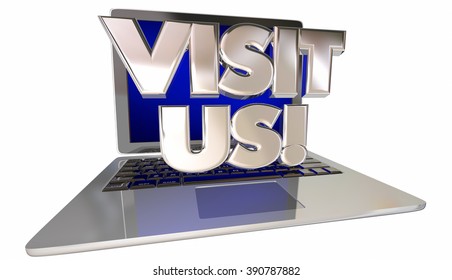 Visit Us Computer Laptop Internet Online Website 3D Words