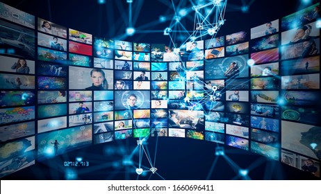 Visual contents concept. Social networking service. Streaming video. communication network. - Shutterstock ID 1660696411