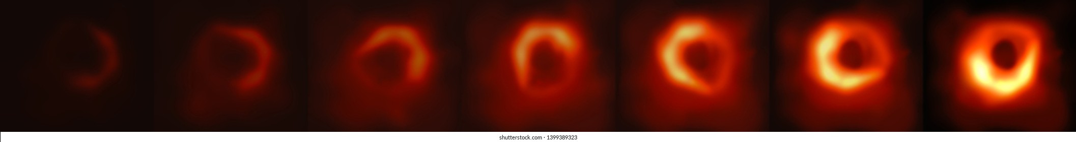 Visual Representation Of The Phases Of A Black Hole, Revealed On 10th April 2019 By The Scientists. Black Hole At The Center Of Galaxy Messier 87, Or M87.