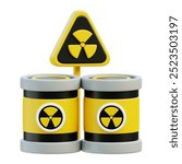 Visual representation of radioactive waste disposal highlighting nuclear hazard and safety protocols with yellow, black warning symbols.