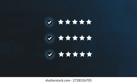 Visual representation of a rating system featuring star ratings, ideal for reviews and feedback applications.