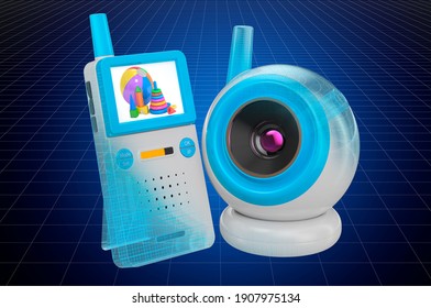 Visualization 3d Cad Model Of Baby Cam, Blueprint. 3D Rendering