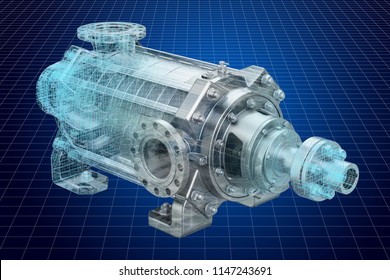 Visualization 3d Cad Model Of Centrifugal Pump, 3D Rendering