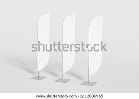 a visualization of a design, typically a 3D object or product, presented in a way that shows its shape and how it would appear when displayed on a surface, like a flag banner or logo