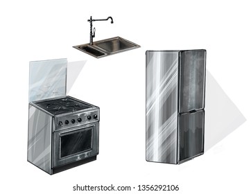 Visualization of loft-style kitchen design
