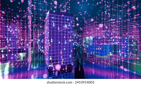 Visualizing the Intricate Attention Mechanism Inside a Transformer Model - Tensor blocks in vibrant motion, Seamless Loop, 3D rendering. 3D Illustration