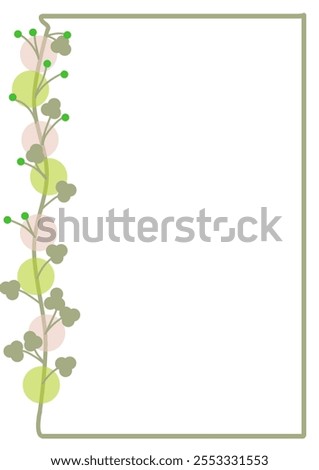 A visually appealing A4 notepaper with a vibrant green plant motif frame and contrasting pink and green circles