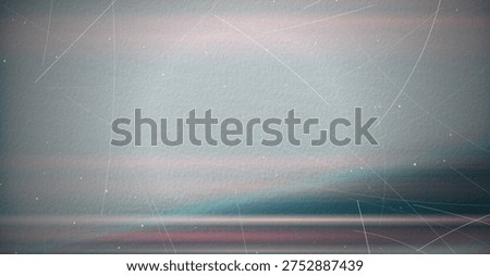 A visually appealing abstract background featuring a soft gradient of blue, pink, and gray tones. Thin white lines crisscross the composition, suggesting a network or data flow.
