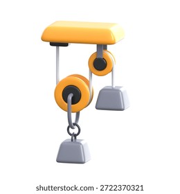 A visually engaging 3d icon of pulley system for lifting loads