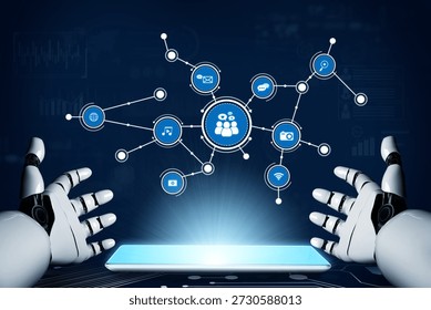 A visually striking representation of artificial intelligence engaging with digital connections and social media, showcasing technology impact on communication and networks. Tessel