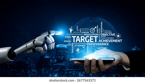 A visually striking representation of a robotic hand interacting with a smartphone, showcasing concepts of achievement and collaboration between technology and humanity. Tessel