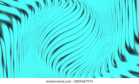A visually striking turquoise background adorned with intricate black curved lines and patterns, creating a sense of dynamic movement and fluidity in a mesmerizing display of contrasting colors and sh