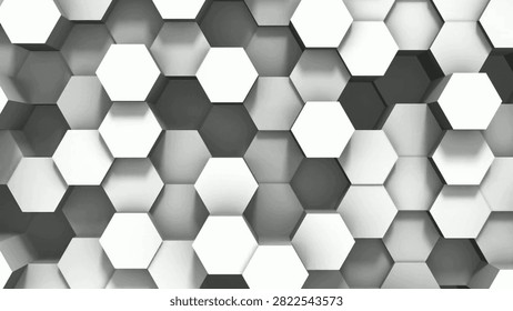Visuals showcase a captivating arrangement of white abstract hexagons, creating a seamless and modern backdrop that enhances any creative project.