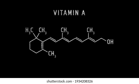 Vitamin A1 Molecular Structure Symbol Sketch Or Drawing On Black Background