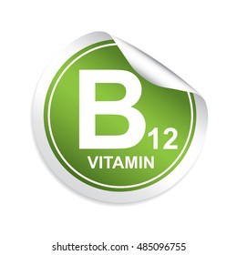 Vitamin B12 sticker, button, label and sign.