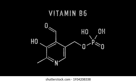 Vitamin B6 Molecular Structure Symbol Sketch Or Drawing On Black Background