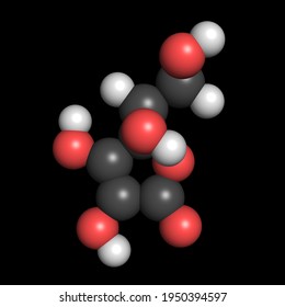 Vitamin C Ascorbic Acid Molecule 3D Render Chemical Structure