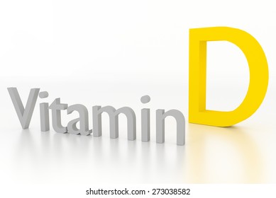 Vitamin D 3d Illustration On White Glossy Surface