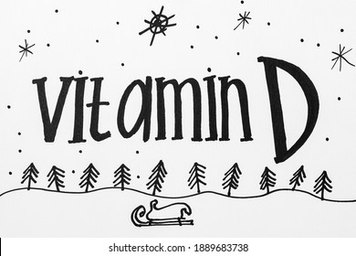 Vitamin D Help In Treating Coronavirus. Vitamin D, Coronavirus And Question Mark On Snow Background.