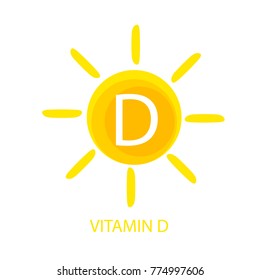 Vitamin D Icon With Sun  Illustration 