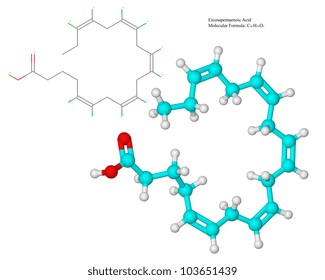 Vitamin F - Molecule Of Omega 3 Eicosapentaenoic Acid (EPA),  They Are Polyunsaturated Fatty Acids Which Have Many Health Benefits; The Main Sources Of EPA Are Fish Oils, Algal Oil, Squid, Crustaceans