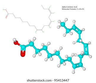 Vitamin F - Molecule Of Omega 3 Alpha-linolenic Acid - Fatty Acids Have Many Health Benefits And Are Found In Food Such As Fish And Vegetable Oils; Flaxseed Or Linseed Oil Are One Of The Major Source