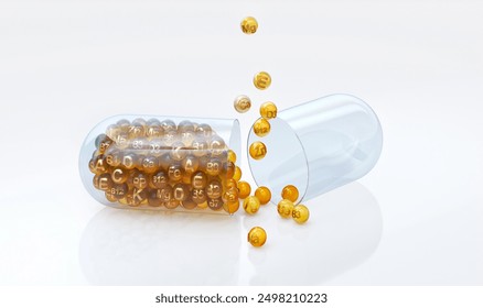 Vitamins and mineral supplements 3D pill. Multivitamins omega 3, vitamins A, B, C, D, E, PP, zinc, iron, calcium, magnesium minerals, folic acid. Healthy living, nutrition. Health, wellness products.  - Powered by Shutterstock