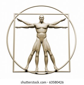 Vitruvian Man - This Is A 3d Render Illustration