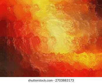 A vivid abstract artwork featuring bold swirls of fiery orange, yellow, and red, creating a dynamic, energetic texture.