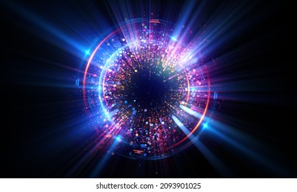 Vivid abstract background. Beautiful swirl trail effect frame.  Mystical portal. Bright sphere lens. Rotating lines. Glow ring. Magic  ball. Led spiral. Glint lines. Focus place. Illusory flash