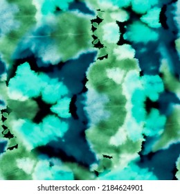 Vivid Green Seamless Tie Dye .Dark Painted Overlay .Black Tie Die Backdrop, Seafoam Acrylic Tie Dye Drips. Vibrant Background . Inspiration Material Painting