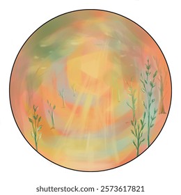 
A vivid mandala radiating warm, fiery energy, with shades of crimson, orange, and gold blending to create an intense, sunlit atmosphere. This artwork invites viewers to walk the vibrant path and ligt