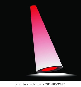 A vivid red light beam projecting strongly into a dark, empty space with a gradient fade effect.
