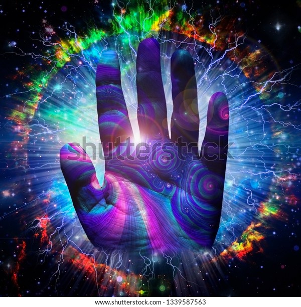 Vivid Spiritual Composition Hand God 3d Stock Illustration 1339587563 ...