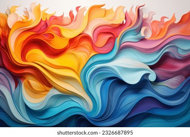 A vivid symphony of abstract waves, pulsating with vibrant hues, evoking a captivating visual rhythm that breathes life into this striking wallpaper.