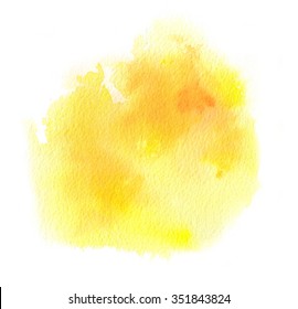 Vivid Yellow Watercolor Spot Or Ink Stain With Aquarelle Paint Blotch