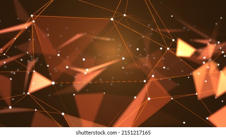 VJ Business Dotted Line Mesh Plexus Orange 3d Render Loop