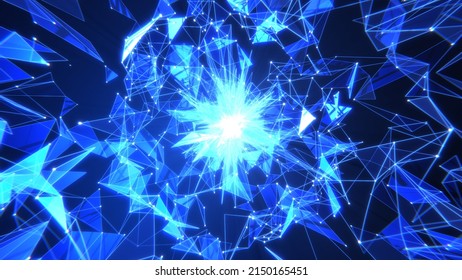 VJ Business Dotted Line Plexus Crystal Blue 3d Render Loop