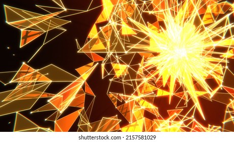 VJ Business Dotted Line Plexus Crystal Orange 3d Render Loop