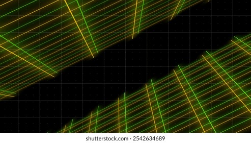 VJ loop space like grid changing colors moving animation bg . Colorful squares moving geometric loop. Future travel transition asset. Dark shiny hologram hud asset. Mesh like shiny tiles. Cloud dots
