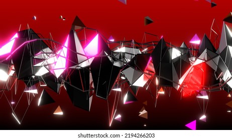 VJ Plexus Mesh Metallic Business Red 3d Render Loop