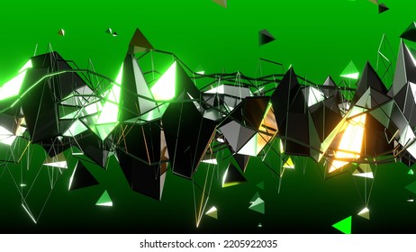 VJ Plexus Mesh Metallic Business Green 3d Render Loop