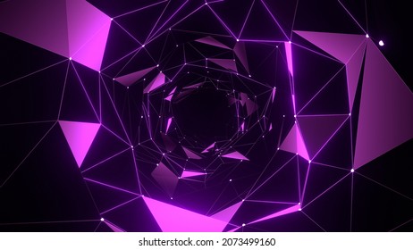 VJ Tunnel Dot Line Mesh Plexus Purple 3d Render Loop