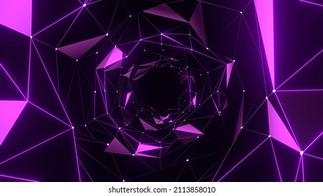 VJ Tunnel Dot Line Mesh Plexus Purple 3d Render Loop