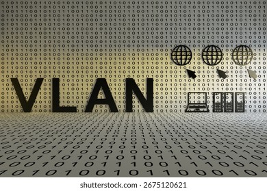 VLAN concept text sunlight 3D illustration